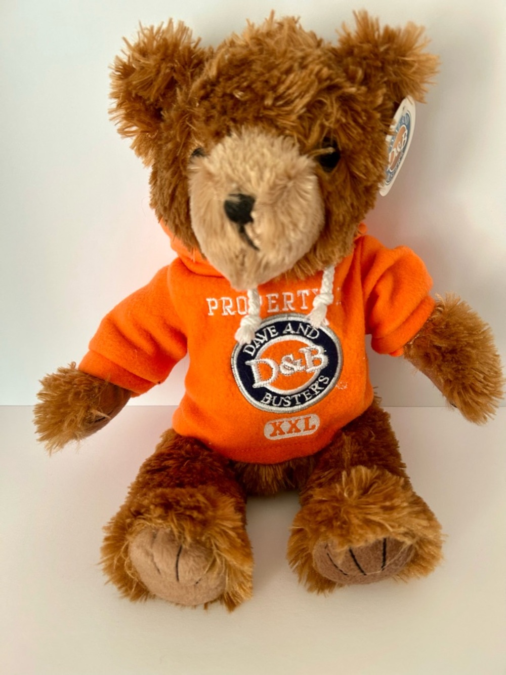 Brown Plush Bear in Orange Hoodie